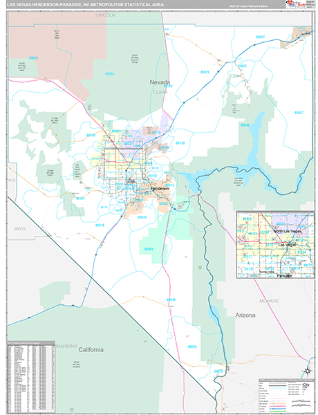 Las Vegas-Henderson-Paradise Metro Area Wall Map